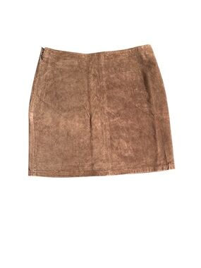 Lobi Lobi 100% Leather Brown Suede Mini Skirt Size 6